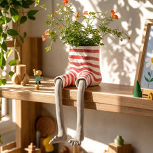 Load image into Gallery viewer, Red striped sunlover creative sitting legs planter for plants and home decor