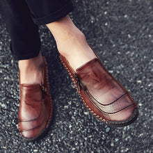 Load image into Gallery viewer, Men Hand Stitching Zipper Slip-ons Leather Shoes