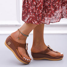 Load image into Gallery viewer, Ladies Flip Flop Wedge slippers