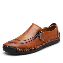 Load image into Gallery viewer, Men Hand Stitching Zipper Slip-ons Leather Shoes