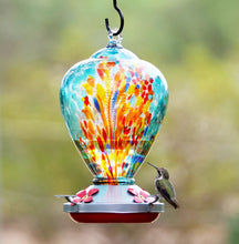 Load image into Gallery viewer, Hand Blown Glass Hummingbird Feeder - 34 Ounces